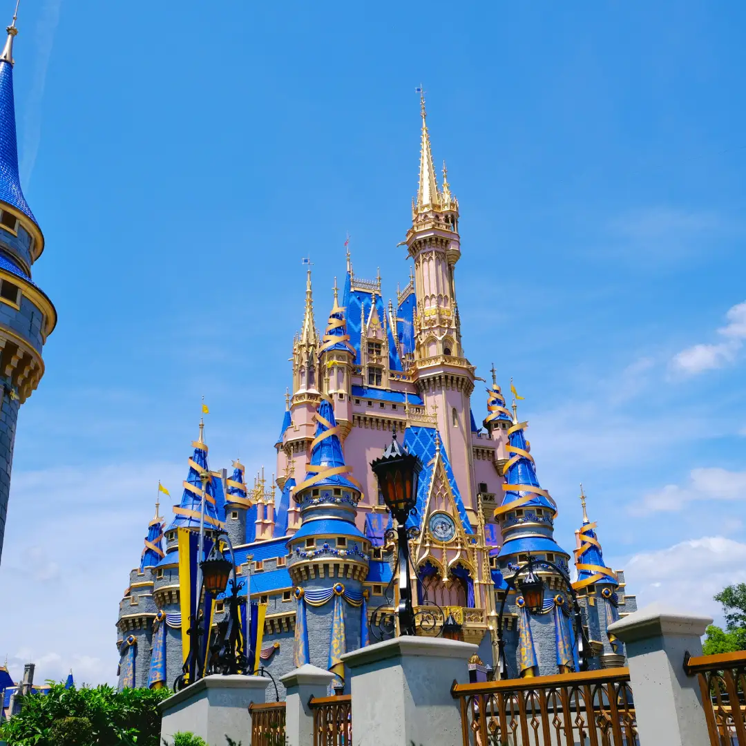 Cinderella Castle located in the center of Magic Kingdom at Walt Disney World Resort in Orlando, Florida.